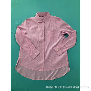 Pink Color Woman's Blazer Round Neck Leisure Shirts